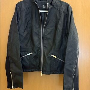New York & Company Black Quilted Bomber Jacket